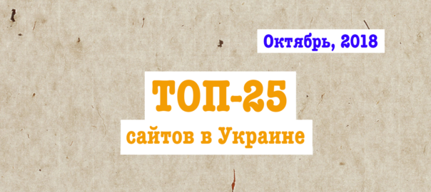 ТОП-25 сайтов в Украине за октябрь 2018